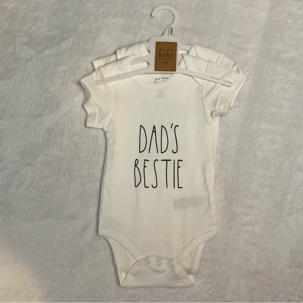 Rae Dunn White One Piece Set of 2 Daddy & Me Bodysuits